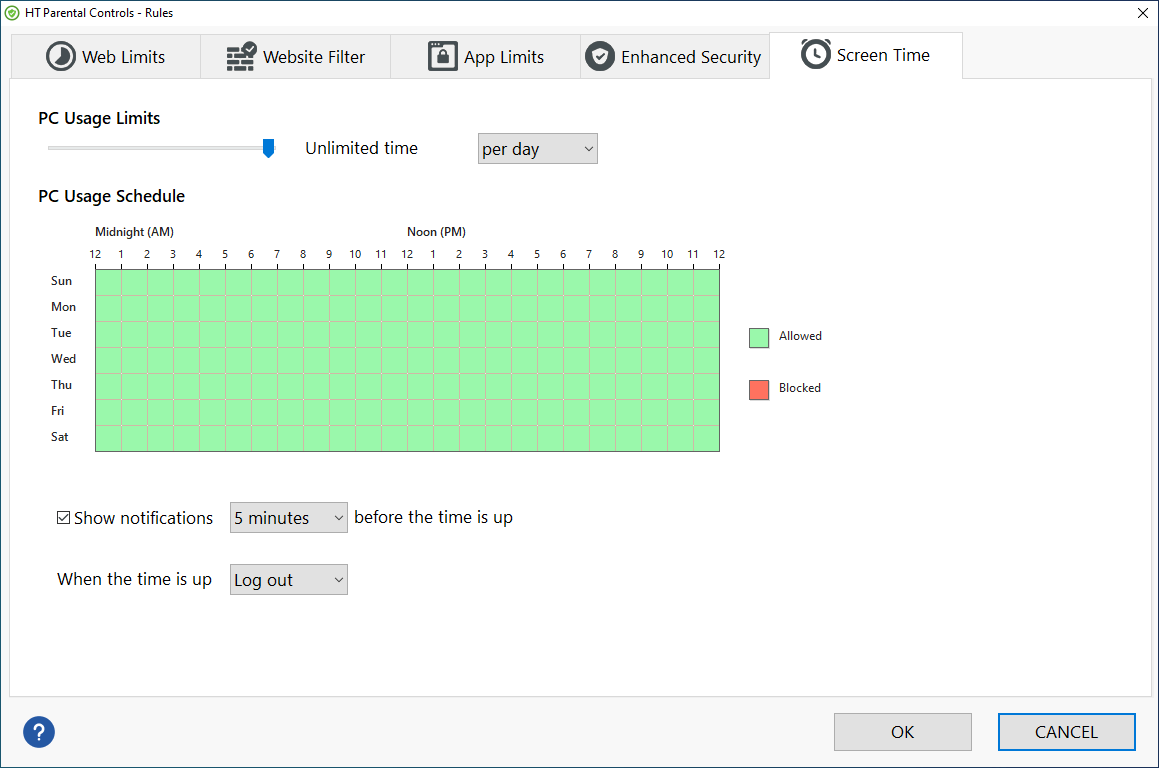 Контроль времени HT Parental Controls